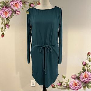 Staccato oversized Teal Long Sleeve Dress with‎ Waist Tie size small